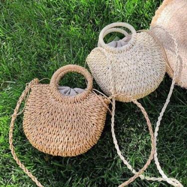 Imagem de Bolsa De Mão Oval Moda Praia Palha Feminina Verão Estilosa Charmosa Al