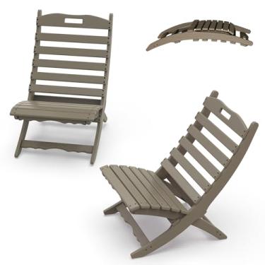 Imagem de IVY&LANE Conjunto de 2 cadeiras portáteis Xavier | Cadeira dobrável Adirondack | Onda | Plástico HDPE | Grão de madeira | Resistente a todos os climas | Para fogueira ao ar livre, pátio, gramado