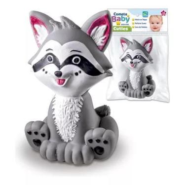 Imagem de Mordedor Infantil Brinquedo Banho Bebê Guaxinim Macio 12cm - Cometa Br