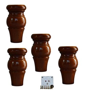 Imagem de Perna de móveis 4 peças de madeira maciça, pés redondos de sofá, perna de armário de madeira de borracha, pernas de mesa de café, pernas de mesa, pernas de armário, para mesa de cabeceira, poltrona