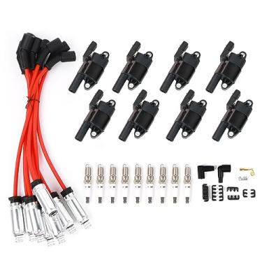 Imagem de DEEGOOLY Pacote De 8 Bobinas Ignição Redondas Uf414 E Velas Irídio Cabos Vela Compatíveis Com Chevrolet Corvette Avalanche Silverado 1500 2500 3500 Gmc Savana Cadillac Escalade