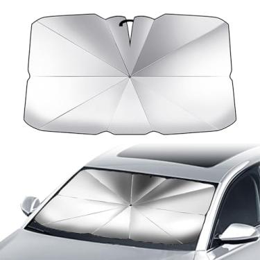 Imagem de Guarda-sol de para-brisa prateado de titânio para carro, isolamento térmico e resfriamento para manter a proteção UV, proteger o interior do veículo, sem necessidade de instalação (design de abertura