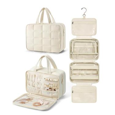 Imagem de Bolsa de higiene pessoal BAGSMART Travel com organizador de joias bege