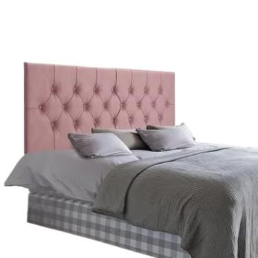 Imagem de Cabeceira de Cama Quarto Casal 140cm Capitonê Dormitório Suporte Fixação Na Parede(Suede Rose)