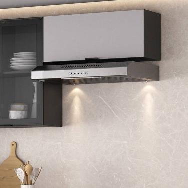 Imagem de Armário 80cm 1 Porta Horizontal Mdf Dobradiças Slow Motion Lumina Itatiaia Grafite/Cinza