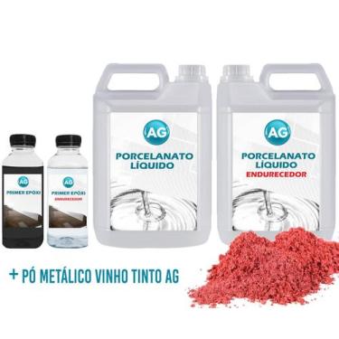 Imagem de Kit Porcelanato Líquido Metálico Vinho Tinto Ag Por M - Resinas Ag