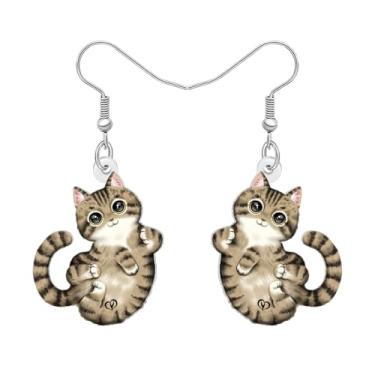 Imagem de DALANE Brincos pendentes de acrílico fofo gatinho malhado animais engraçados para amantes de animais de estimação, acessórios de joias para mulheres, gatos, mães, presentes, berloques, Medium