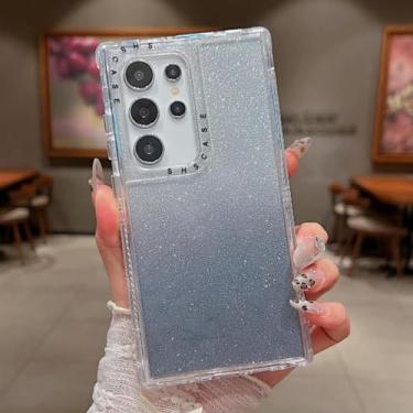 Imagem de MVVKKY Para Samsung Galaxy S23 Ultra 3 em 1 Clear Gradient Glitter Case Capa de proteção total (para Samsung Galaxy S23 Ultra/cinza)
