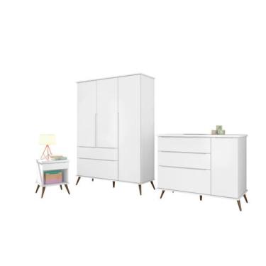 Imagem de Quarto Infantil Bebê Rêtro Ana Vitória 3 Peças Branco 100% MDF - Phoen