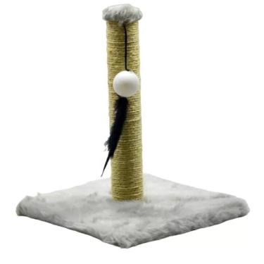 Imagem de Arranhador De Gato Cinza Mini Poste Em Sisal 30cm E Bolinha
