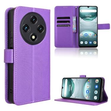 Imagem de Elubugod Capa de couro compatível com Umidigi G100, capa flip de couro PU compatível com Umidigi G100A capa roxa