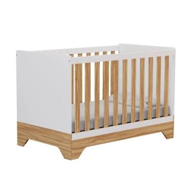 Imagem de Berço Moveis Peroba Popy Retro 3x1 MDF Americano, Branco e Amêndoa