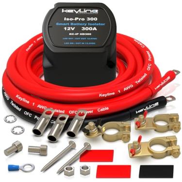 Imagem de Kit isolador de bateria dupla resistente 300 AMP 1000 AMP Relé sensível à tensão máxima VSR para sistemas de 12 volts - Funciona com todos os tipos de baterias, incluindo lítio e LiFePO4