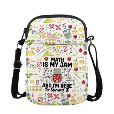 Imagem de MAOFAED Presente engraçado para professores de matemática, bolsa tiracolo Humor Math Is My Jam para amantes de matemática (math my jam), Branco