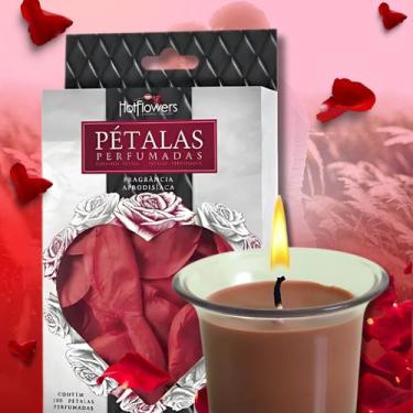 Imagem de Combo pétalas de rosas 100 unid + vela de massagem beijável chocolate 