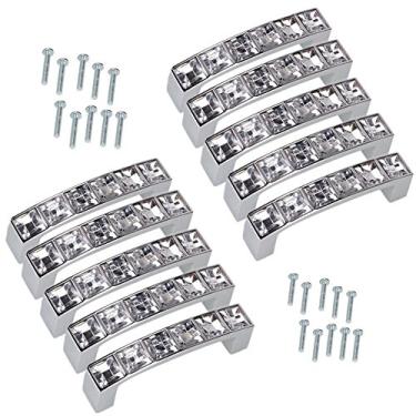 Imagem de Puxador de porta para móveis de vidro cristal com strass em formato de U simples Lsgoodcare Europe Puxador de cabine puxador puxador puxador puxador puxador puxador puxador de cozinha, Sliver, 64 mm