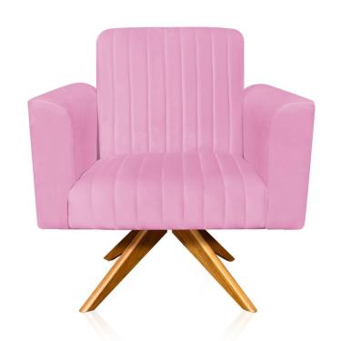 Imagem de Poltrona Giratória Gomada Rosa Bebê Base Madeira