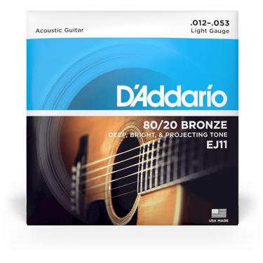Imagem de Encordoamento Para Violão D Addario Ej11 Aço Ligh 80-20 Bronze .012
