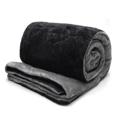 Imagem de Edredom Buettner Casal Plush Flannel Dupla Face 220mx240m Preto e Meta
