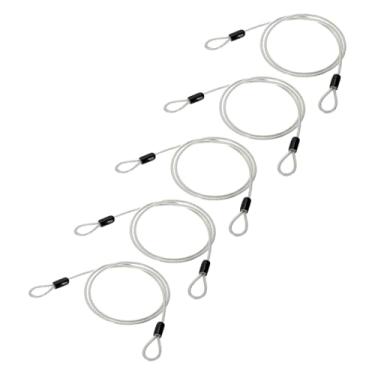 Imagem de PATIKIL Cabo de aço inoxidável revestido de vinil de 5/81.3 cm de diâmetro com laços, 5 peças de corda de fio flexível de 0,9 m (99 cm) Cadeado de corrente de segurança para iluminação de palco ao ar