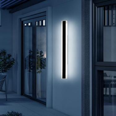 Imagem de Mikeru Luminária De Parede Led 31,4 Polegadas Comprimento, 6000K, Luz Externa Moderna, Branca Fria, Ip65, À Prova D'Água, Acrílico Preto, Luminárias Para Varanda, Luzes Montagem Porta Garagem
