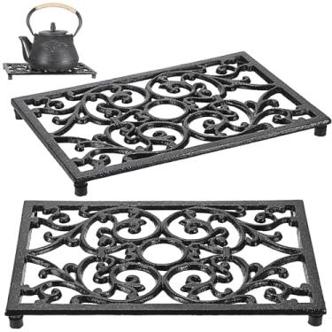 Imagem de Kokone Pacote Com 2 Tripés Para Pratos Quentes - Tripé De Ferro Fundido 23,8 X 15,8 Cm Pés Borracha, Panelas E Frigideiras Resistentes Ao Calor, Bancada Cozinha Metal Rústico, Mesa Jantar Fogão