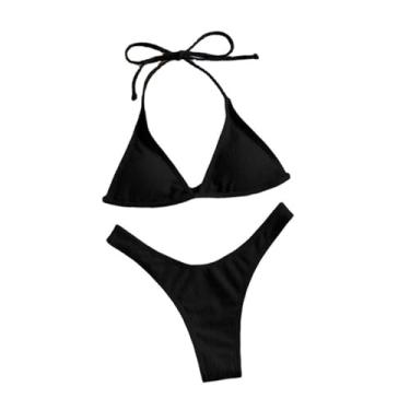 Imagem de simhoa Conjunto de biquíni feminino de duas peças, traje de banho para clube, spa, viagem, festa, natação, piscina, M