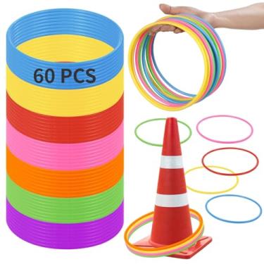 Imagem de OMISTAR 60 Peças De Argolas Grandes Plástico Para Arremesso, 7'' Argolas, Cores Sortidas, Carnaval, Brinquedo Arremesso Áreas Externas, Jogo Treino Velocidade E Agilidade, Jogos Festa No Jardim Quin