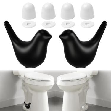 Imagem de Tampas de parafuso de vaso sanitário, 6 unidades, tampas de parafuso de vaso sanitário de pássaros pretos de cerâmica e tampas de piso universais