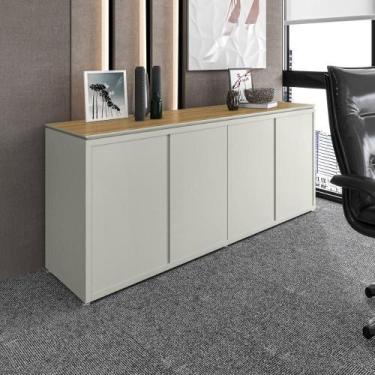 Imagem de Balcão Buffet para Escritório 4 Portas 180cm Oslo - EDN MOVÉIS, Preto