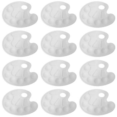 Imagem de Kit 12 Paleta Godê Para Pintura Tinta Aquarela 10 Cavidades Plástico Para Arte Tintas Acrílica e Guache