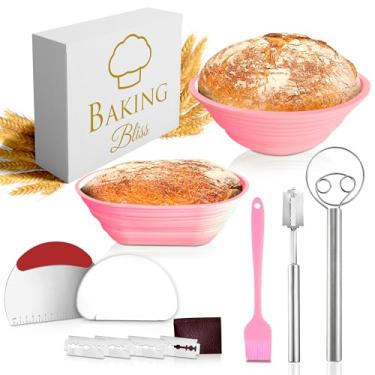 Imagem de Cesta de silicone Banneton | Cesta de silicone à prova de pão | Tigelas de pão para crescer e assar | Cesta à prova de fermento de silicone | Cesta à prova de pão Banneton de silicone | Cesta à prova