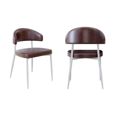 Imagem de 2 Unidades Cadeira Bless Fixa C/4 Pés 53 X 55 X 78cm Pés Brancos. Courino Café Courino Café