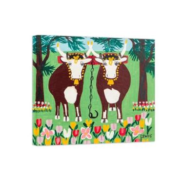 Imagem de Animais Pinturas Famosas Arte Parede-Fotos Lona para Sala de Estar-Dois bois primavera-Pôster e Imprimir Decoração 20x25cm8x10in Tela Embrulhada