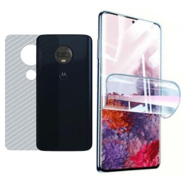 Imagem de Película Hidrogel + Adesivo Fibra De Carbono Para Moto G7 Plus - Transparente