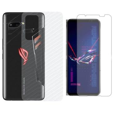 Imagem de Película Hidrogel + Adesivo Fibra De Carbono Para Asus Rog Phone 6 - Transparente