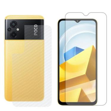 Imagem de Película Hidrogel + Adesivo Fibra De Carbono Para Xiaomi Poco M5 - Transparente