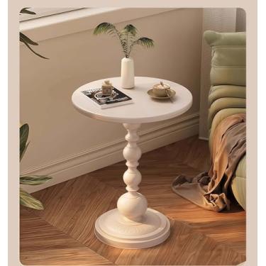 Imagem de mwpqbd Mesa lateral de sofá estilo americano, mesa retrotelefônica de ferro, mesa redonda pequena para varanda, mesa de centro pequena para sala de estar, mesa de canto minimalista (branca)
