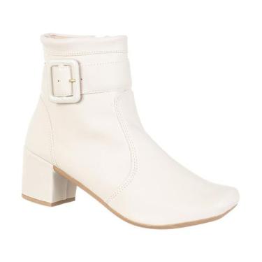 Imagem de Bota Preta Feminina Texana Tendencia Jovem Moda Coturno - Cassi, Branc