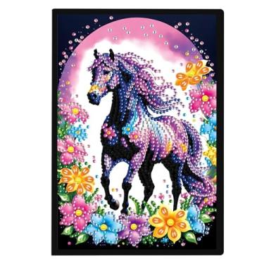Imagem de Focart Kit de caderno de pintura de diamante DIY, tema de animais, caderno de arte de diamante em formato especial para escrever e desenhar