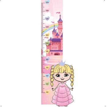 Imagem de Kit Adesivos Decorativos Régua de Crescimento Princesa Infantil Lavável Seguro Fácil Aplicação Ideal Quarto Bebê Menina Área Kids Criativo Pais