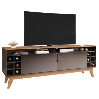 Imagem de Rack Com Adega Para Tvs 60 Polegada Ceredo Cinza Perola Noce
