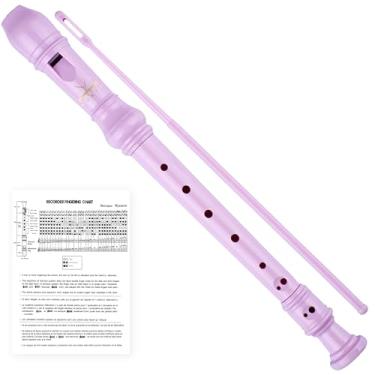 Imagem de YONTY Flauta Soprano com 8 furos para crianças iniciantes, flauta infantil estilo alemão com haste de limpeza e estojo para educação escolar, entretenimento doméstico - rosa