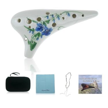 Imagem de OcarinaWind Ocarina com 12 furos para pintura à mão, ocarina de alto C, ocarina de cerâmica com 12 furos (creeper de trompete de paitamento manual)