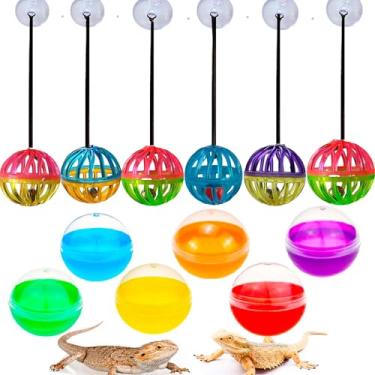 Imagem de Fejapa Pacote com 12 brinquedos de alimentação de dragão barbudo lagarto sinos bola de exercício brinquedos de comida para répteis brinquedos interativos brinquedos de alimentação para camaleões