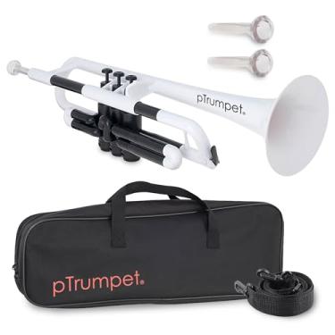 Imagem de Trompete de plástico pTrumpet Bb - Design pInstruments durável com aderência ergonômica - Inclui bocais 3C e 5C e bolsa de transporte - Som autêntico para estudantes e iniciantes - Construção ABS