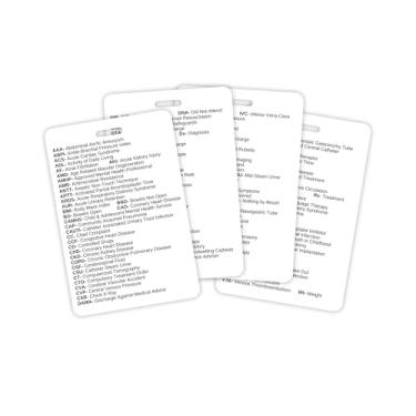 Imagem de Abreviatura de terminologia médica referência rápida 6,7 x 9,9 cm para médicos enfermeiros EMT crachá hospitalar crachá de identificação ferramenta de cartão de plástico