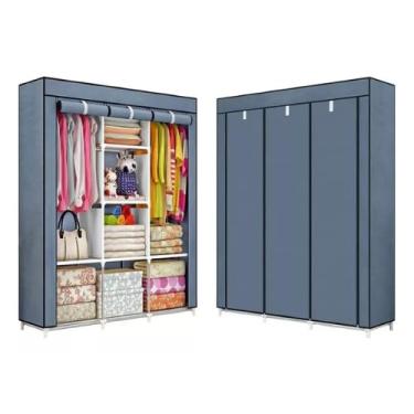 Imagem de Armário Portátil Dobrável para Roupas com Fechamento em Zíper – Uso em Qualquer Espaço