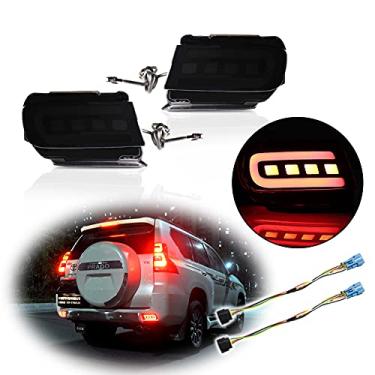 Imagem de GTINTHEBOX Lente óptica fumada 3D LED refletores de para-choque traseiro kit de lâmpadas de freio para Toyota Land Cruiser Prado FJ150 2010-2018