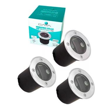 Imagem de 3x Embutido Solar Led Redondo 2w Branco Frio Prova D`água